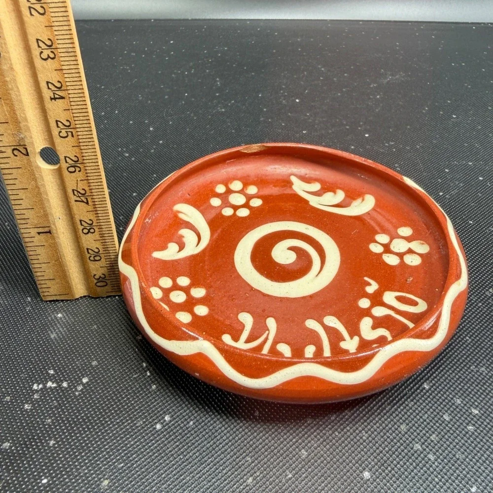 Hoganas‎ Keramik Redware Pottery Dish Hultsjo Swedish Folk Art Spiral 4 Inch